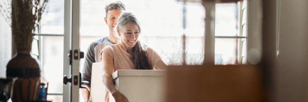 Couple move in to their new home after taking out a mortgage with the Marsden Building Society